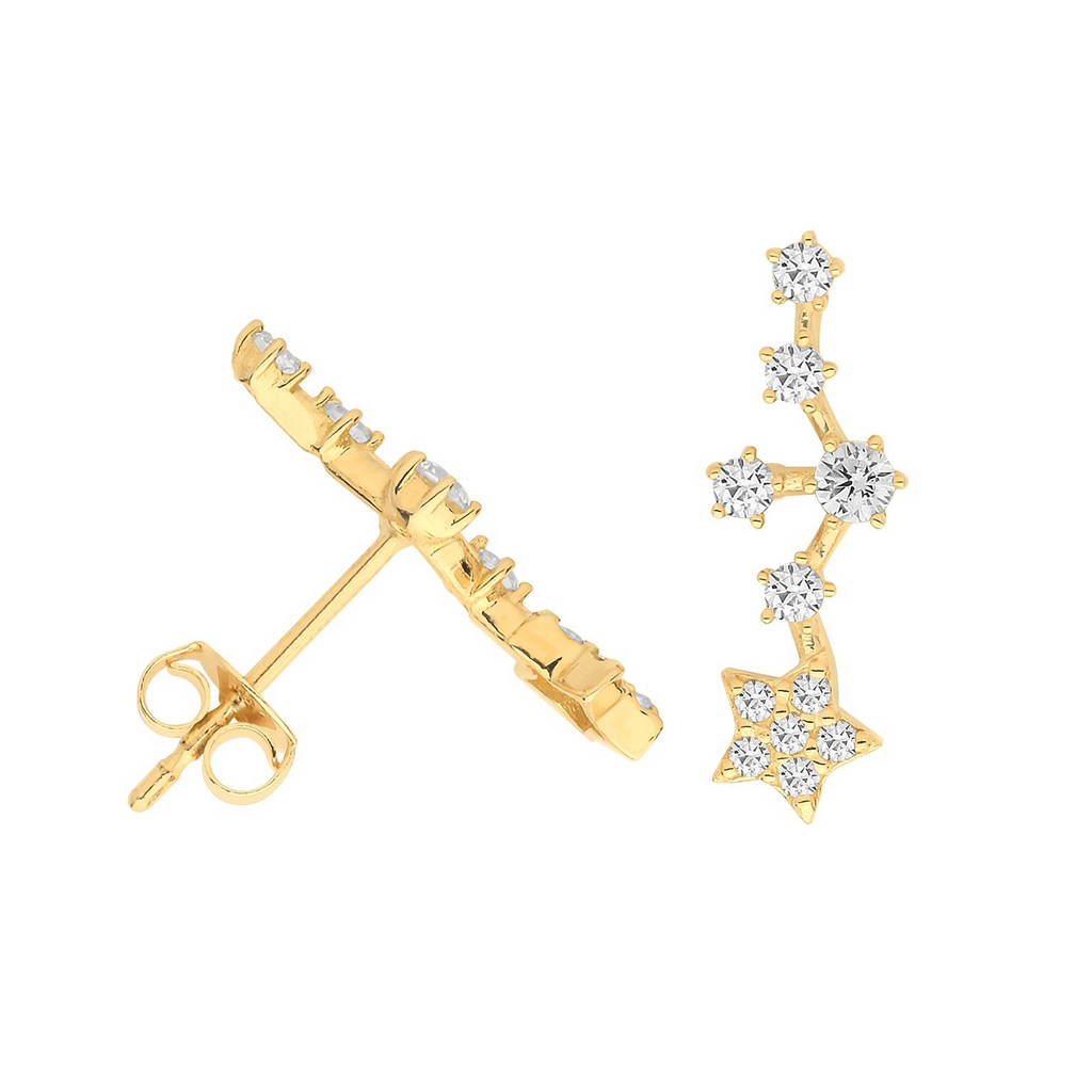 Scatter Star Stud Earrings 9ct Yellow Gold 375 Hallmarked Brand New Boxed