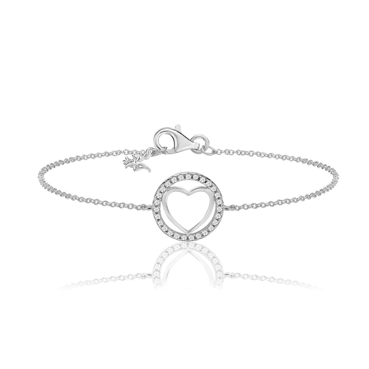 Heart Halo Station Bracelet Sterling Silver 925 Hallmarked Brand New Boxed