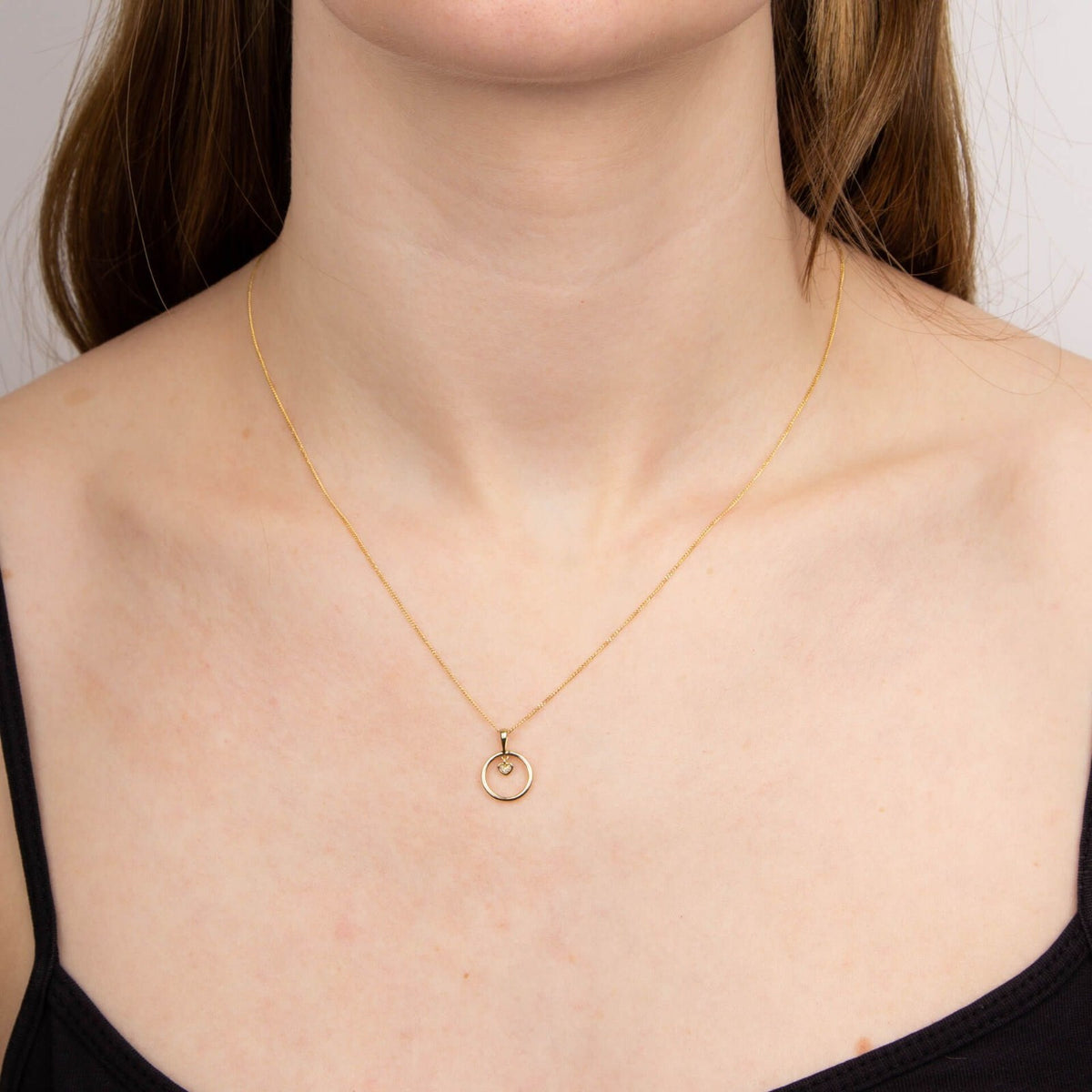Heart Charm Diamond Pendant 9ct Yellow Gold 375 Hallmarked British Made
