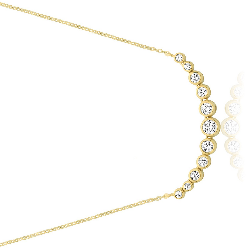 Graduated Bezel Set Necklace 9ct Yellow Gold 375 Hallmarked British Made