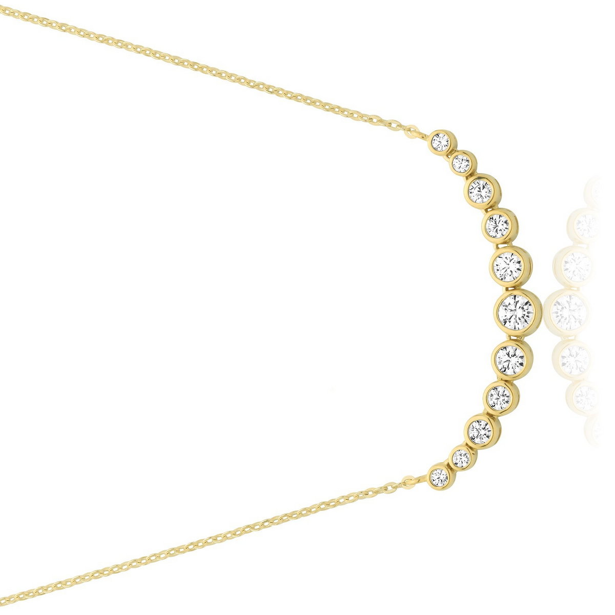 Graduated Bezel Set Necklace 9ct Yellow Gold 375 Hallmarked British Made