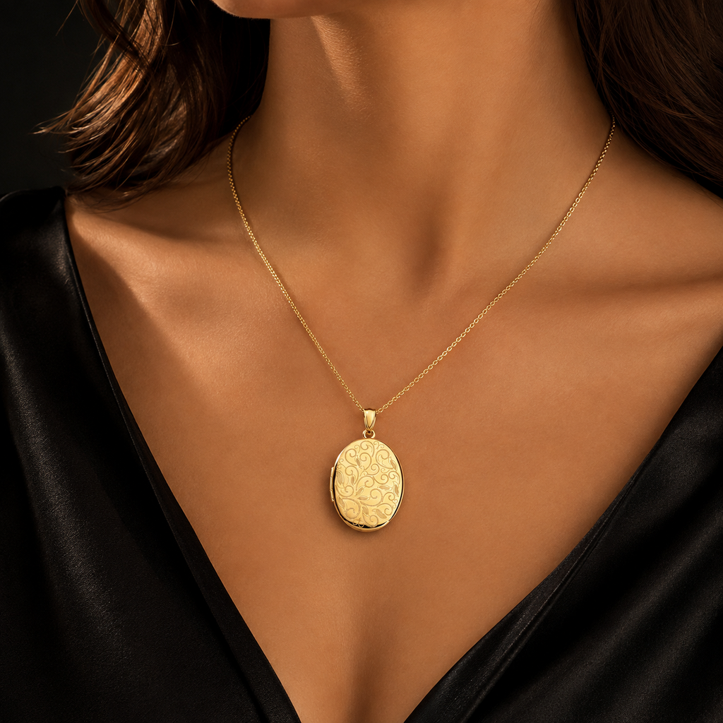 Victorian Style 9ct Yellow Gold Locket 375 Hallmarked All Chain Lengths