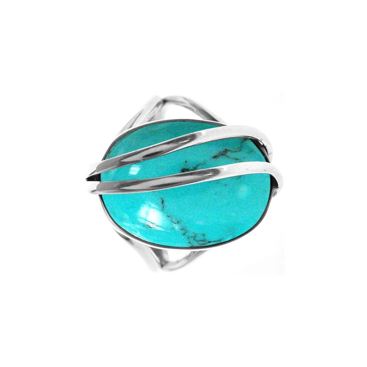 Natural Split Turquoise Sterling Silver 925 Hallmarked British Made Size L - S