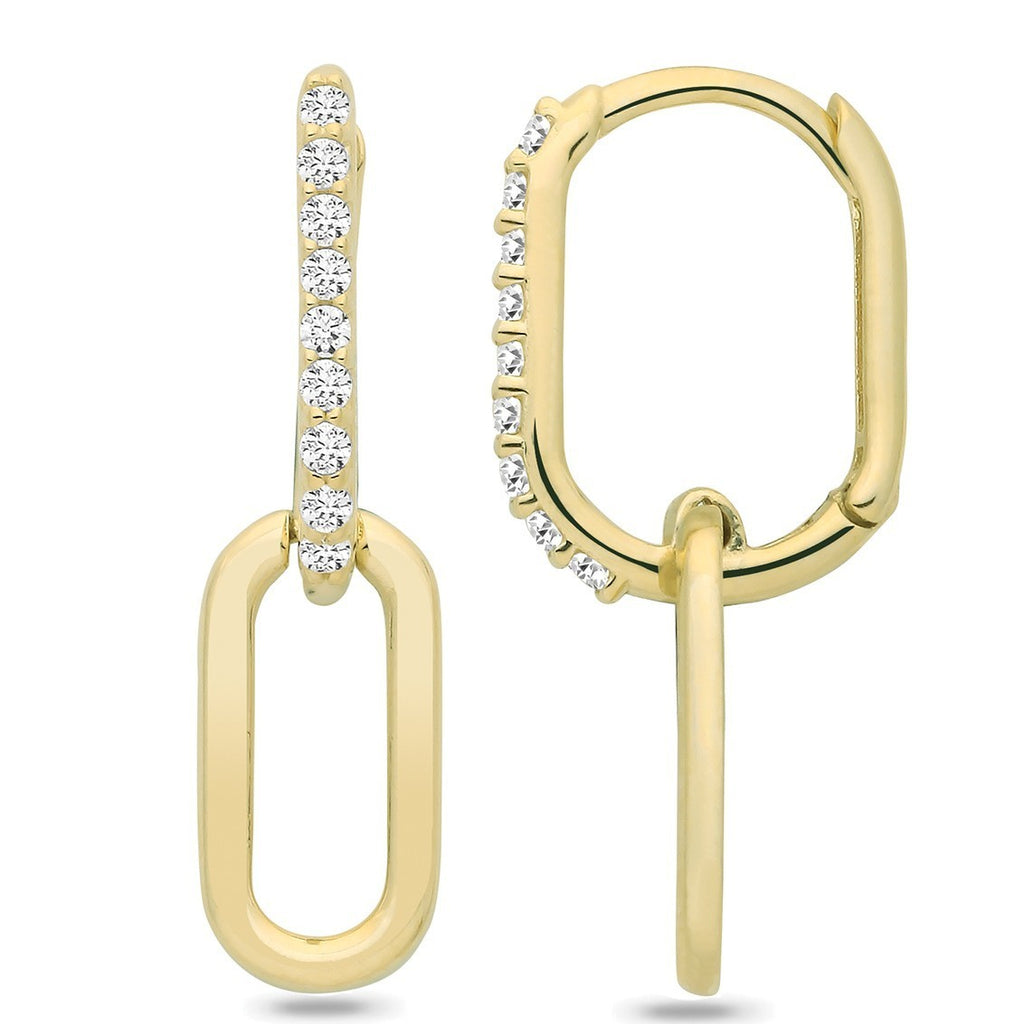 10mm Paperclip Drop Hoop Earrings 9ct Yellow Gold 375 Hallmarked Brand New