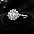 Flower Halo Ring Sterling Silver 925 Hallmarked British Made Size M - R