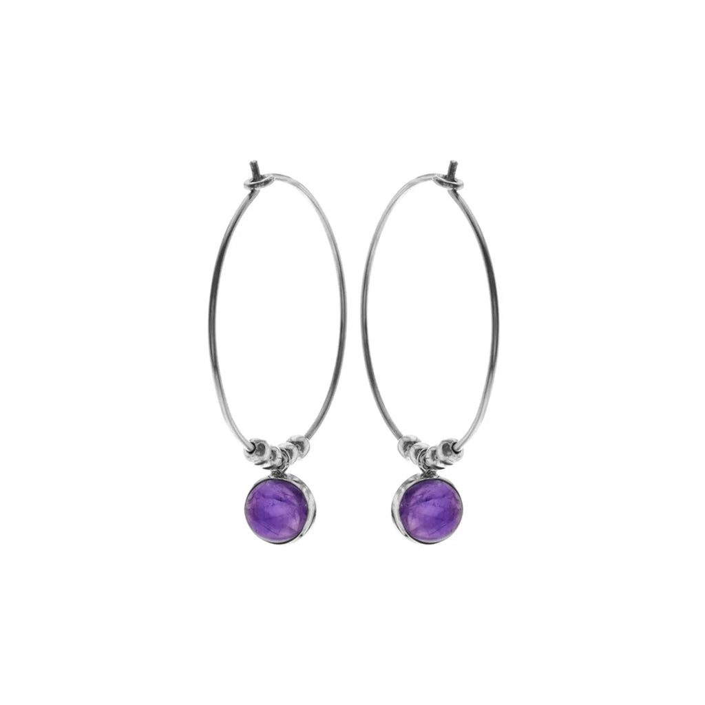 Ivy Amethyst Hoop Earrings Sterling Silver 925 Hallmarked Brand New Boxed