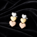 Rose Gold Earrings Heart 3 Tone Sterling Silver 925 Hallmark Brand New Boxed