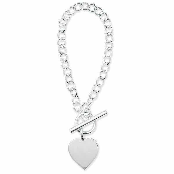 Sterling Silver Heart Bracelet T Bar Design 925 Hallmarked Brand New And Boxed