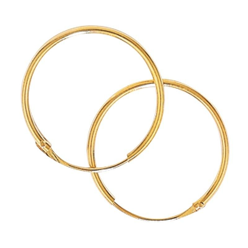 Yellow Gold Hinged Sleeper Earrings 14mm British Made Carat Hoop Creole Hoops