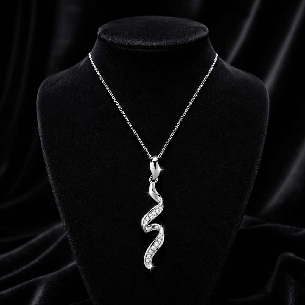 Natural Diamond Twist Pendant 9ct White Gold 375 Hallmarked British Made