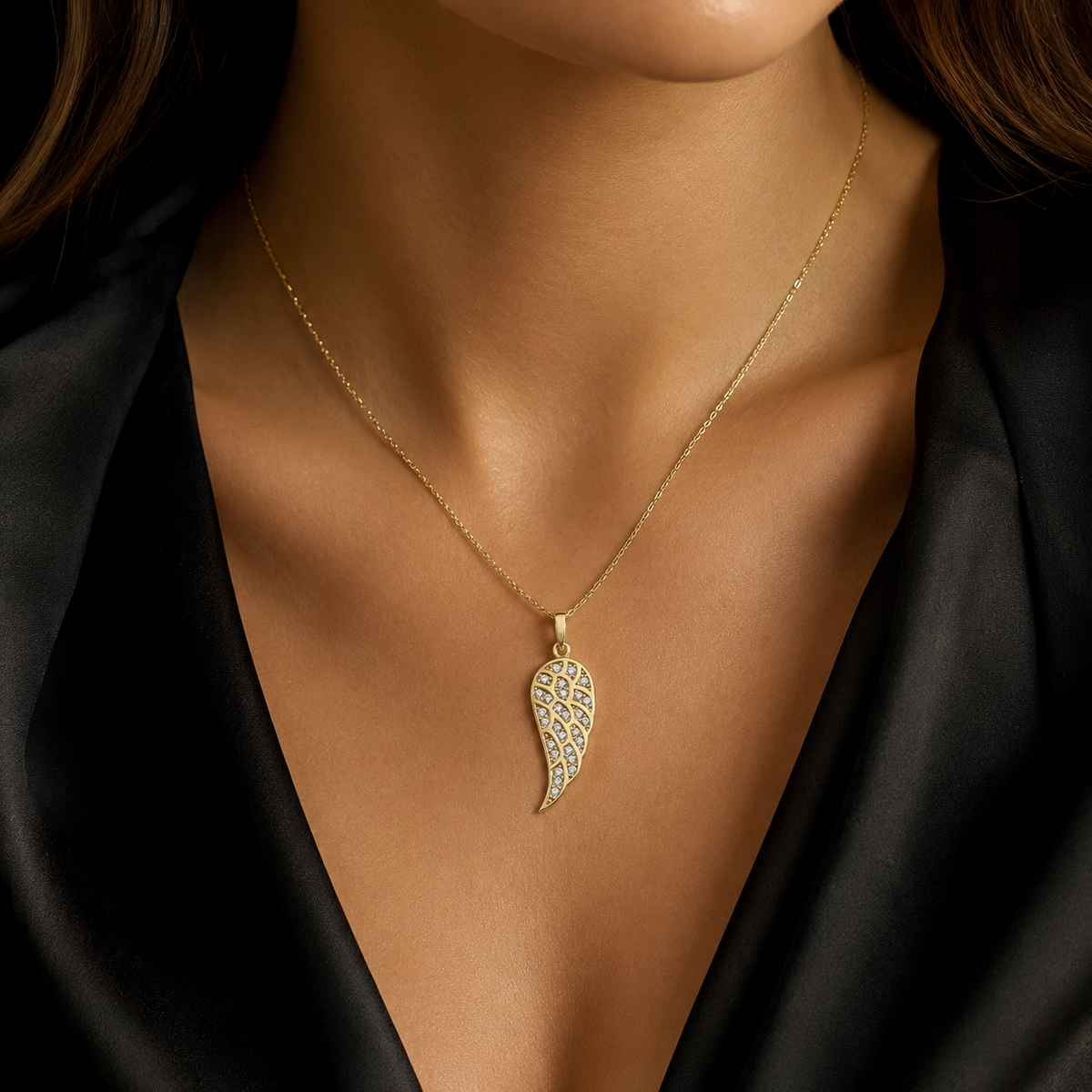 Angel Wing 9ct Yellow Gold Pendant 375 Hallmarked British Made All Chain Lengths