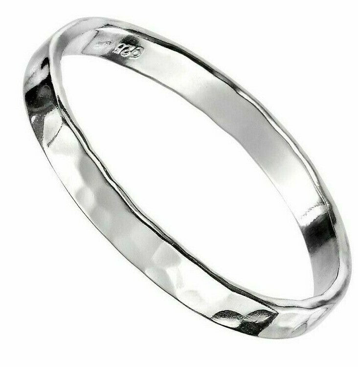 Sterling Silver Hammered Band Ring 925 Hallmarked Size K - S