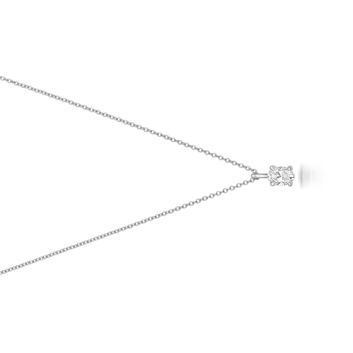 1 Natural Diamond Oval Cut Necklace 18ct White Gold Hallmarked British Made