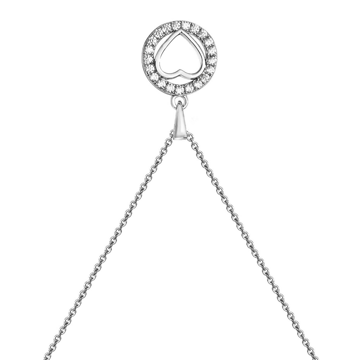 Ladies Circle Halo Heart Necklace Sterling Silver 925 Hallmarked British Made