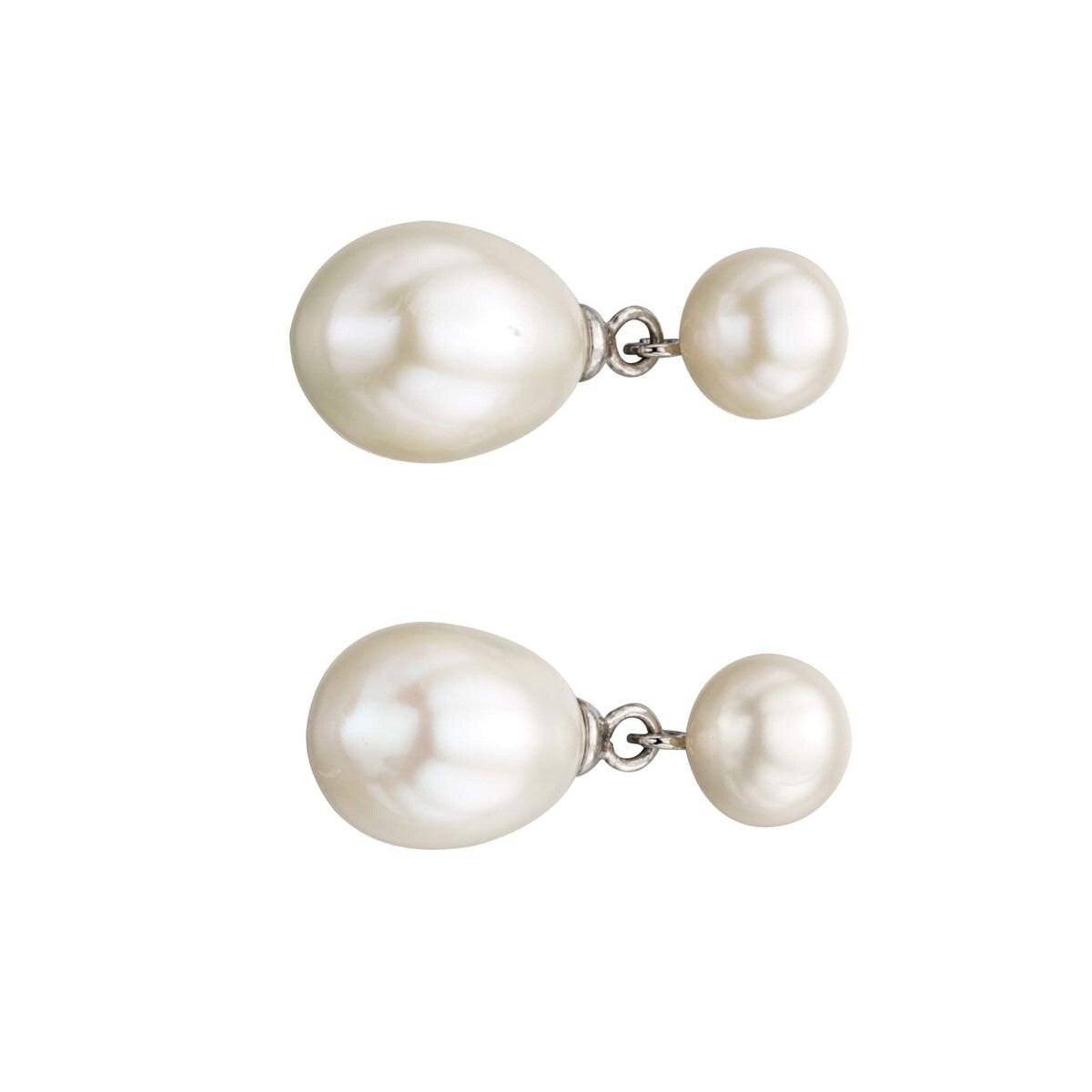 Double Freshwater Pearl Drop Earrings Sterling Silver 925 Hallmarked Brand New
