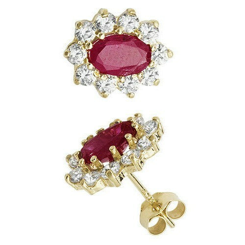 Yellow Gold Ruby Earrings Cluster Natural Stone 375 9 Carat New Boxed