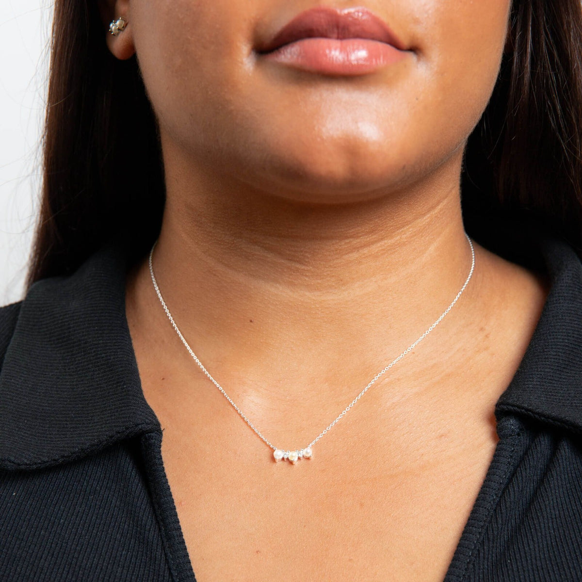 Curved Freshwater Pearl Necklace Sterling Silver 925 Hallmarked Brand New Boxed