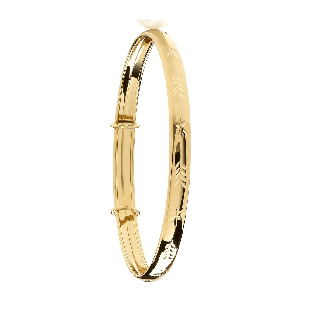 9ct Yellow Gold Nature Expandable Bangle 375 Hallmarked British Made Brand New