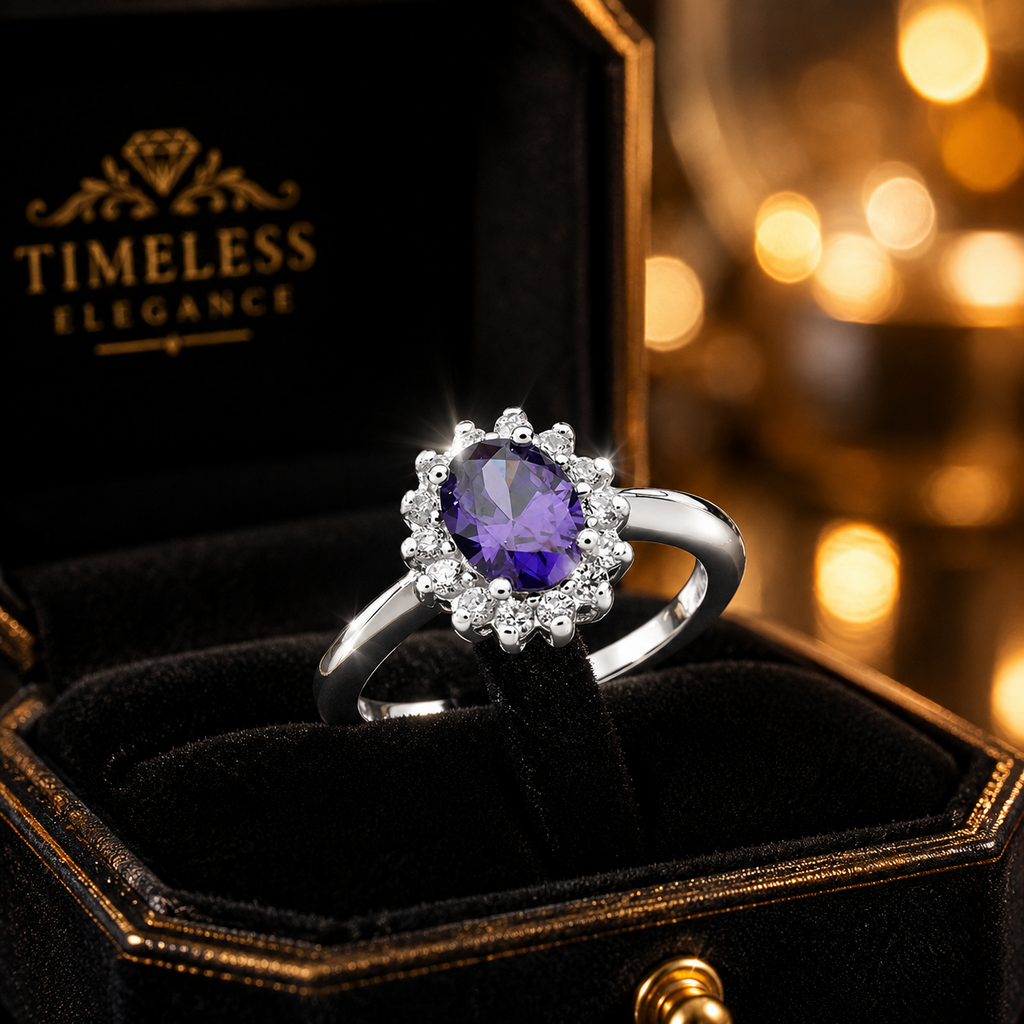 Sterling Silver Amethyst Ring Engagement Gemstone 925 Hallmarked Size R - Q