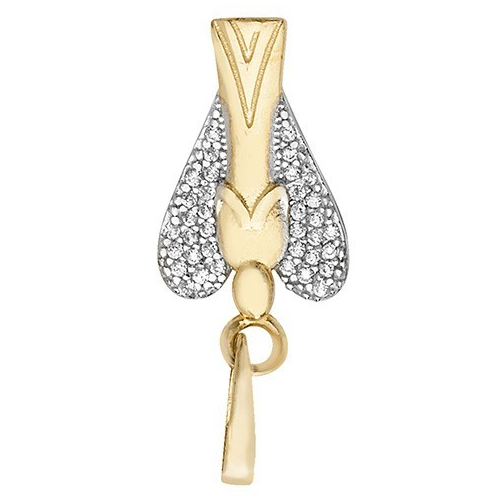 Pave Guardian Angel 9ct 2 Tone Gold Pendant 375 Hallmarked All Chain Lengths