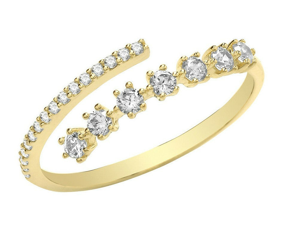 Wrap Ring 9ct Yellow Gold Channel Set Hallmarked Sizes J - S British Made