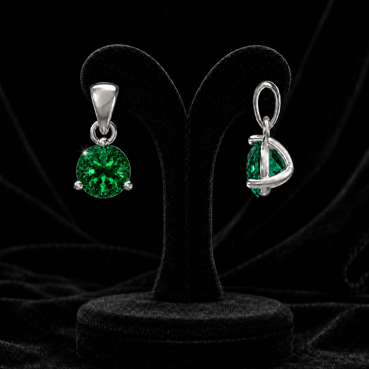 Sterling Silver Emerald Pendant Hallmarked British Made All Chain Lengths