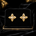 Floral Stud Earrings 9ct Yellow Gold 375 Hallmarked British Made