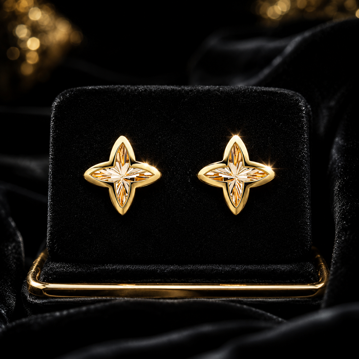 Floral Stud Earrings 9ct Yellow Gold 375 Hallmarked British Made