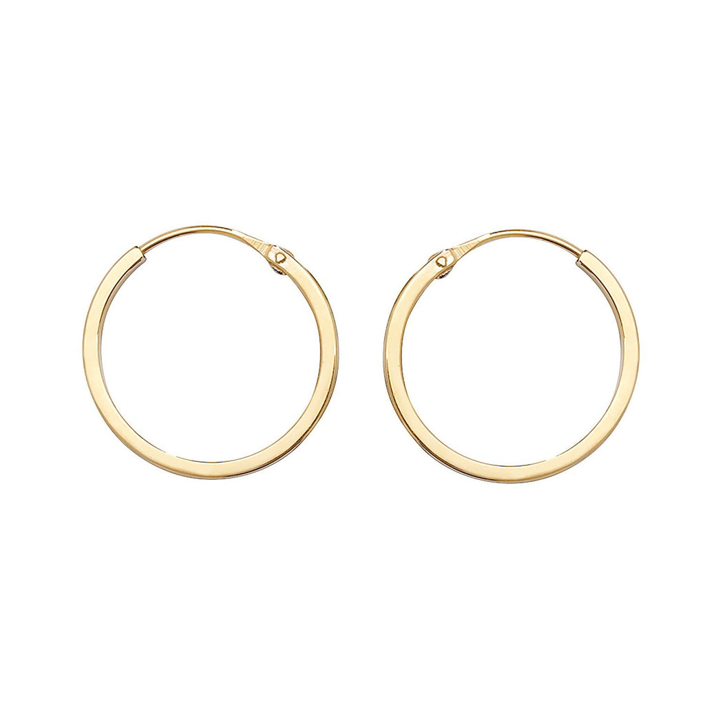 9ct Yellow Gold Sleeper Hoop Earrings 375 Hallmarked 8mm - 14mm Diameter