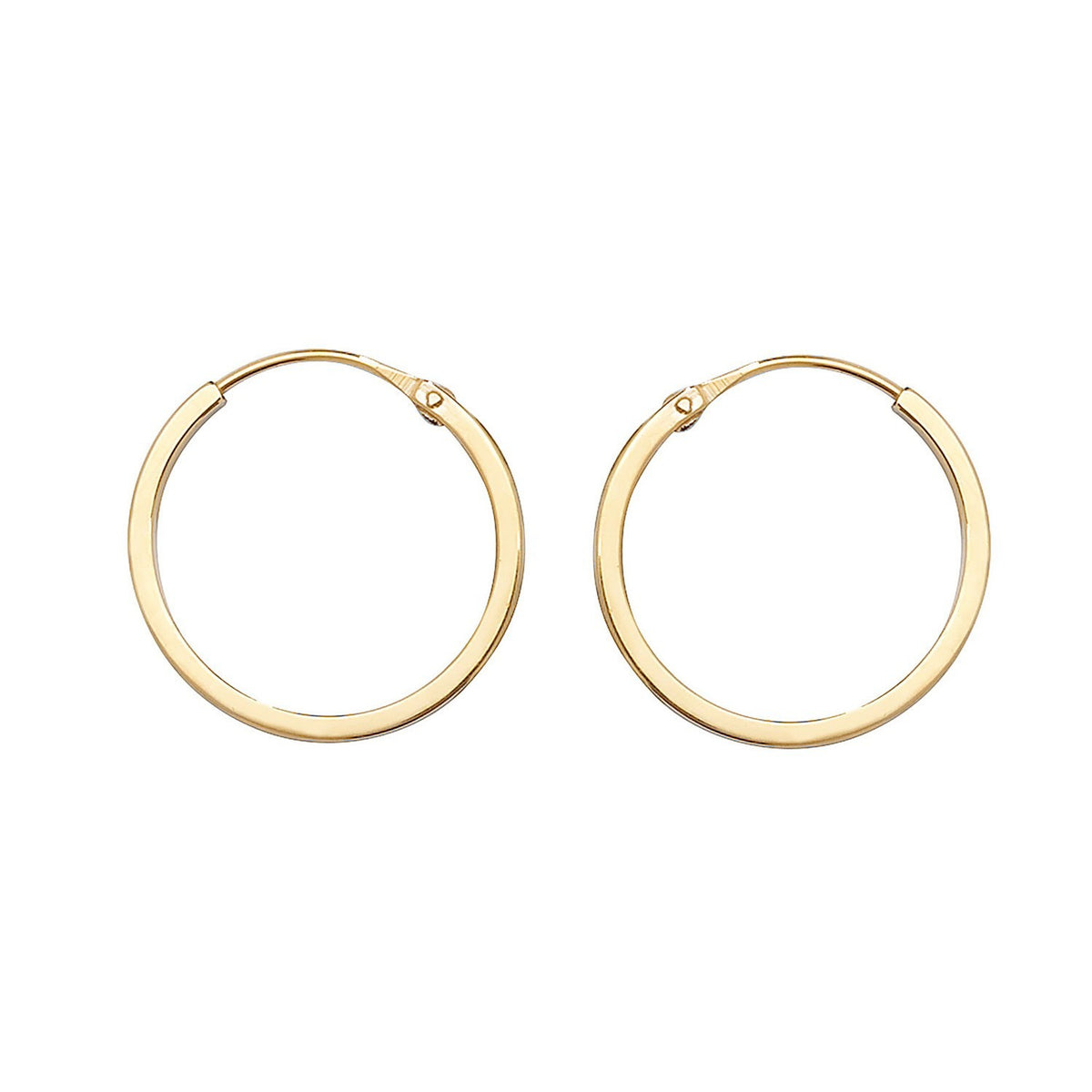 9ct Yellow Gold Sleeper Hoop Earrings 375 Hallmarked 8mm - 14mm Diameter