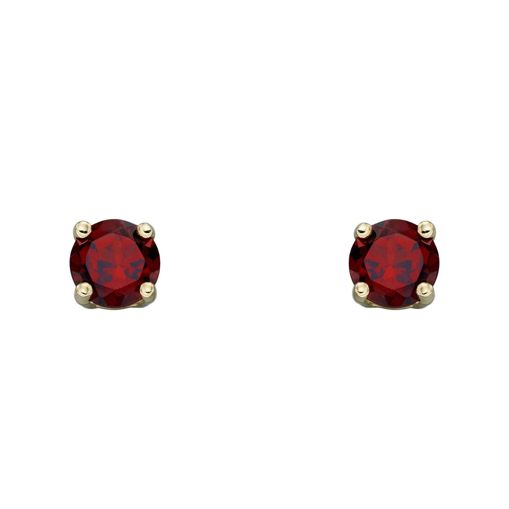 Natural Garnet January Stud Earrings 9ct Yellow Gold 375 Hallmarked British Made
