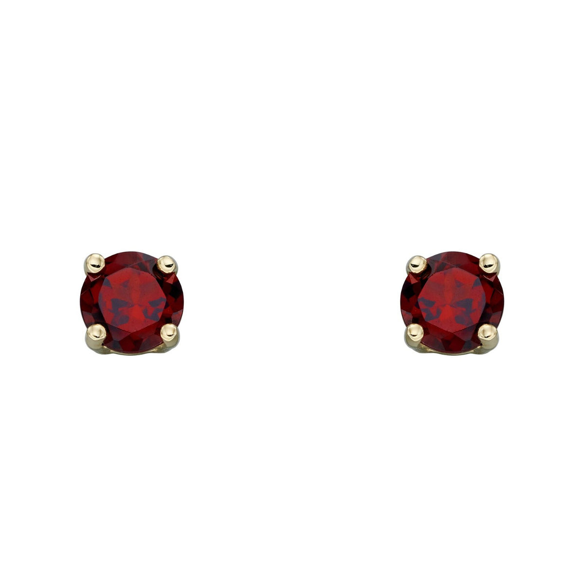 Natural Garnet January Stud Earrings 9ct Yellow Gold 375 Hallmarked British Made