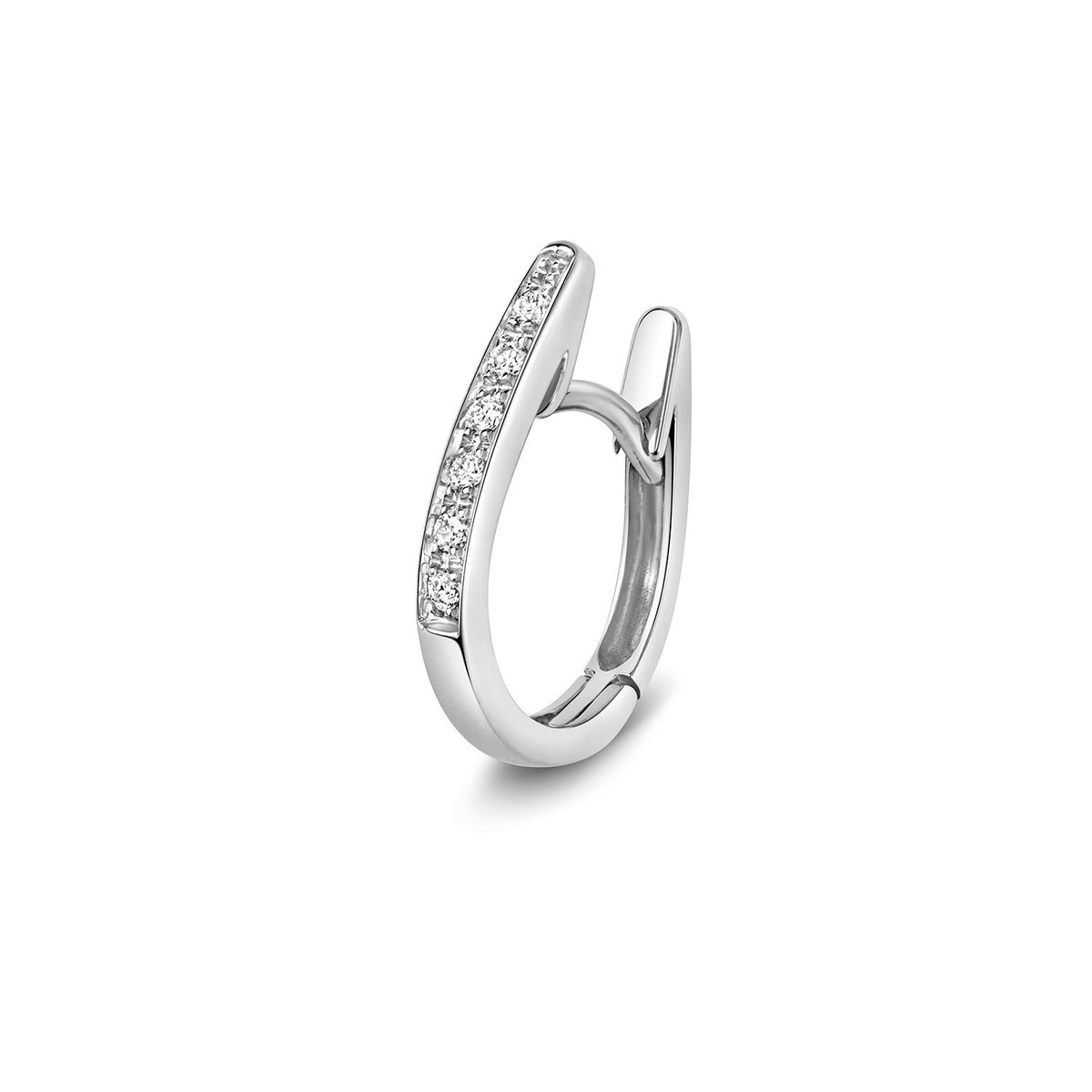 9mm Oval Natural Diamond Hoop Earrings 18ct White Gold Hallmarked British Made