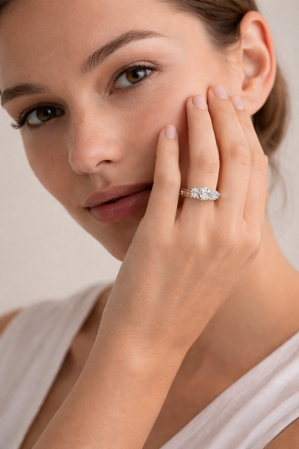 Sterling Silver Three Stone Ring Trilogy Engagement 925 Hallmarked Size L - U