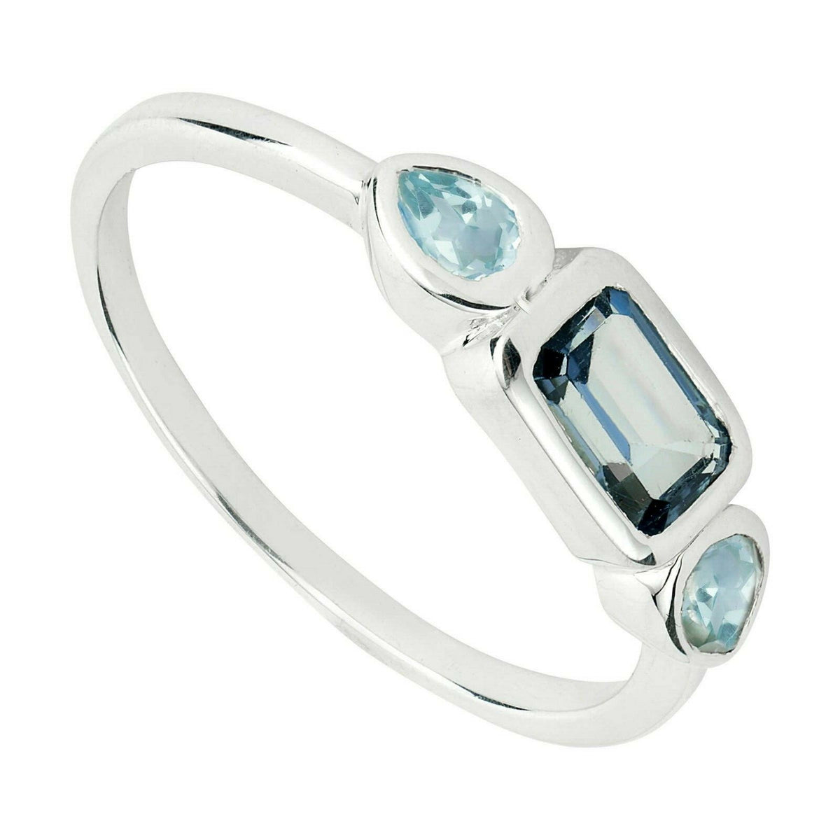 Sky Blue Topaz Ring 925 Hallmarked British Made Size K- S British Made