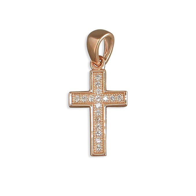Micro Set Cross Rose Gold Plated Hallmarked All Chain Lengths Brand New