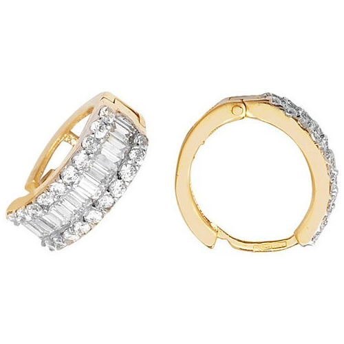 Mens Huggie Baguette Hoop Earring 9ct Yellow Gold Gents 375 Hallmarked Brand New