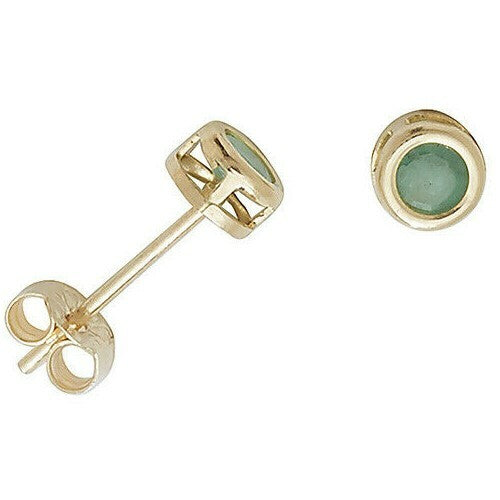 Yellow Gold Emerald Earrings Solitaire Natural Stone 375 9 Carat New Boxed