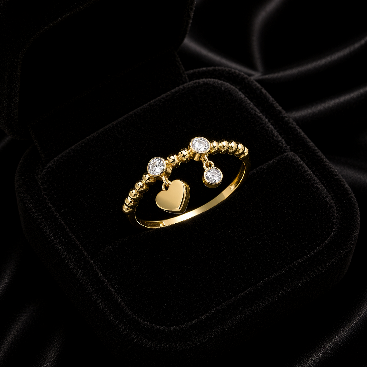Heart Charm Ring 9ct Yellow Gold Hallmarked Sizes J - T British Made Brand New