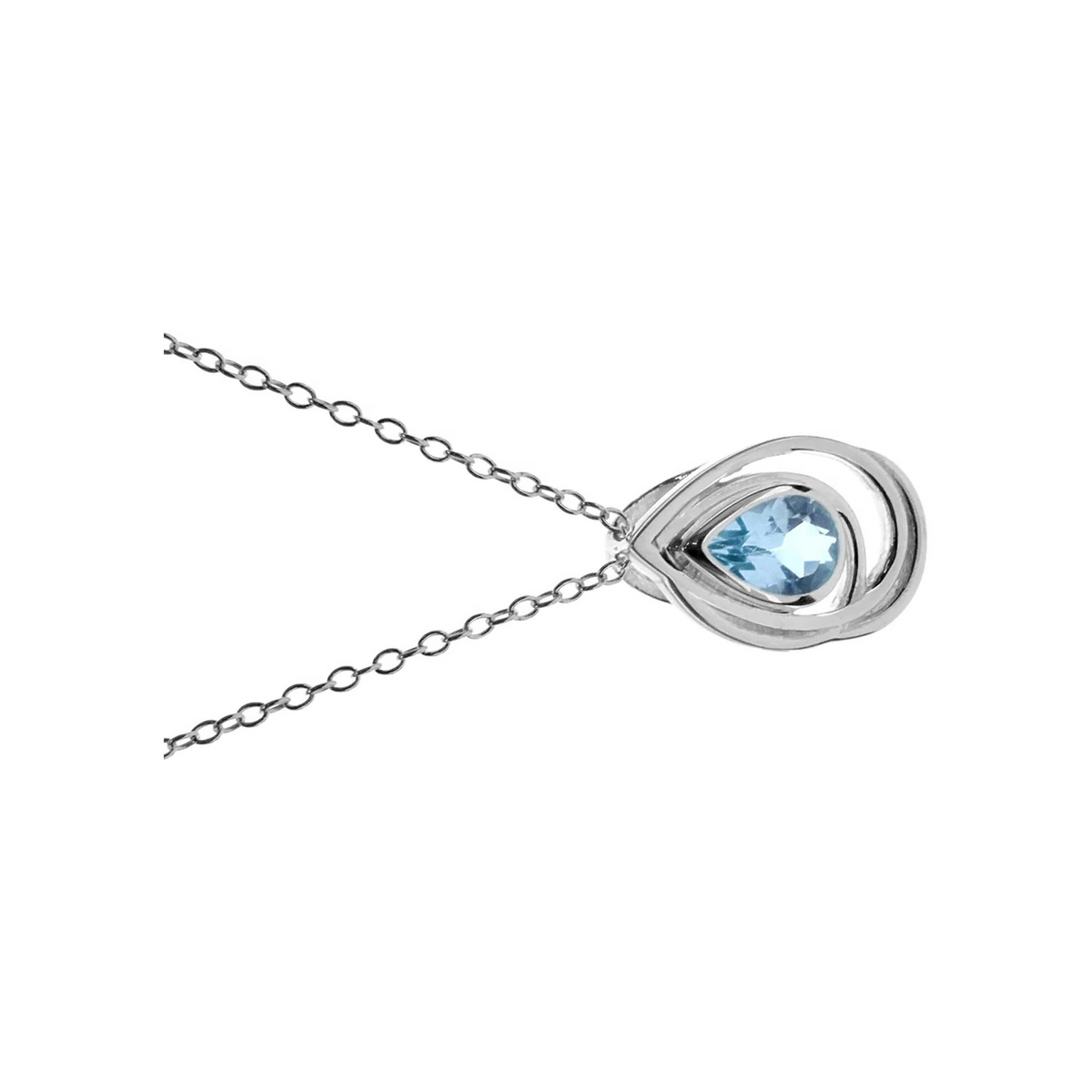 Teardrop Blue Topaz Necklace Solid Sterling Silver 925 Hallmarked British Made