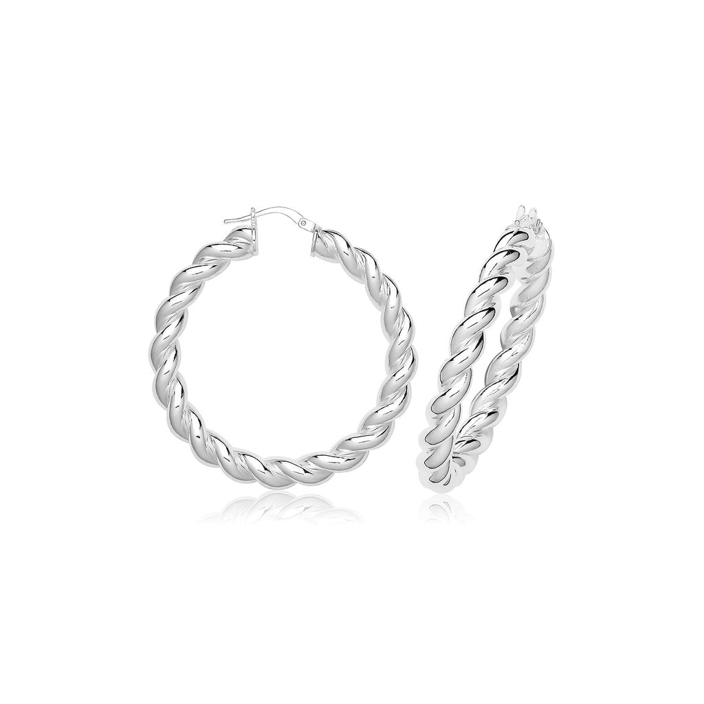 Hinged Twist Sterling Silver Hoops 925 Hallmarked 15mm - 50mm Diameter