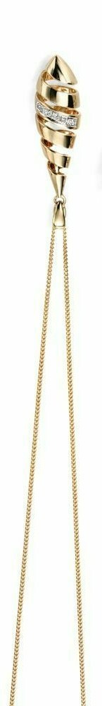 Spiral Drop Pendant with Diamond Detail in 9ct Yellow Gold 375 Hallmarked