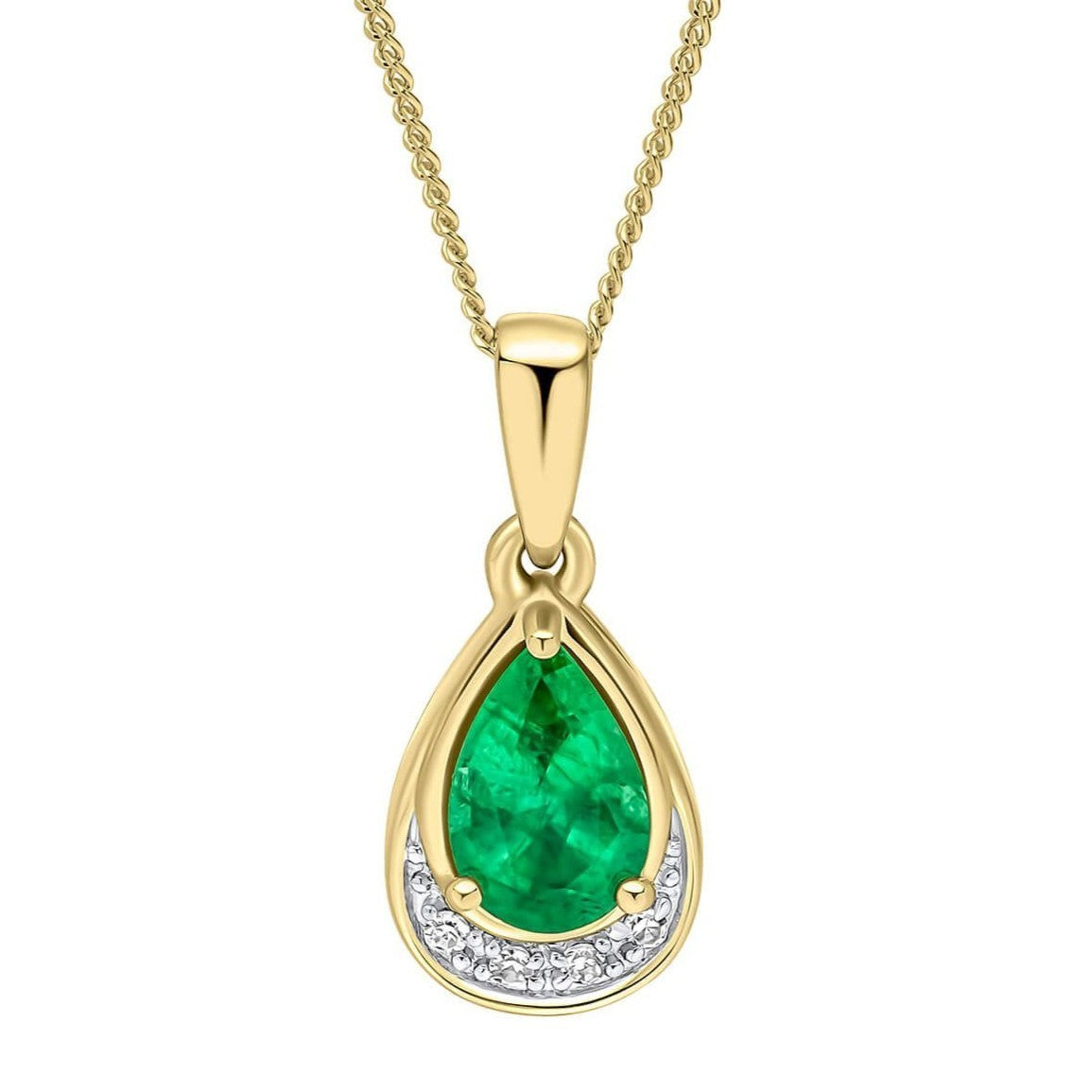Emerald And Diamond Pendant 9ct Mixed Gold 375 Hallmarked British Made