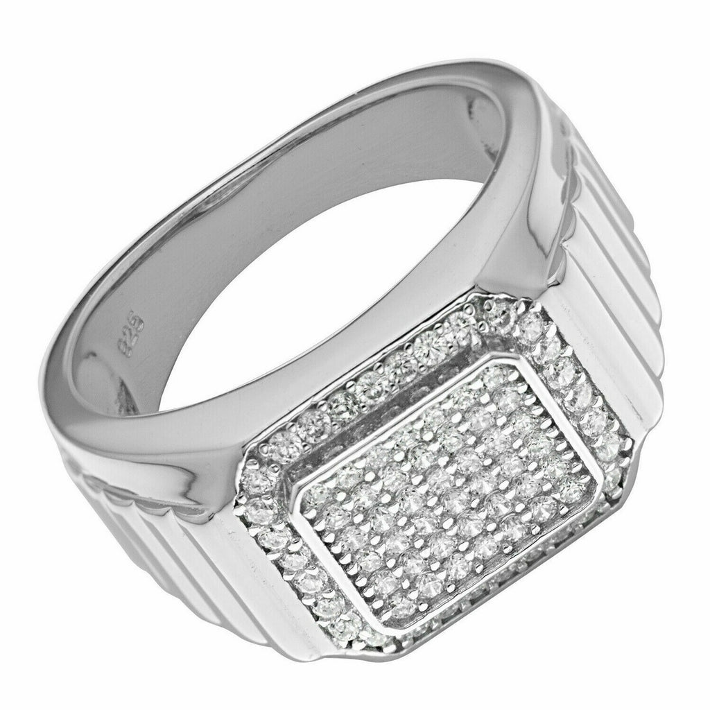 Gents Sterling Silver Signet Ring Gemstone Engagement 925 Hallmark Sizes P - U