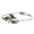Fancy Leaf Amber Bangle Sterling Silver 925 Hallmarked British Made Brand New