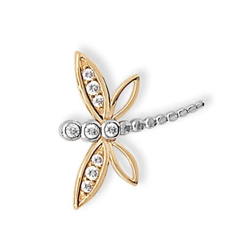 Dragonfly 9ct 2 Tone Gold Pendant 375 Hallmark British Made All Chain Lengths
