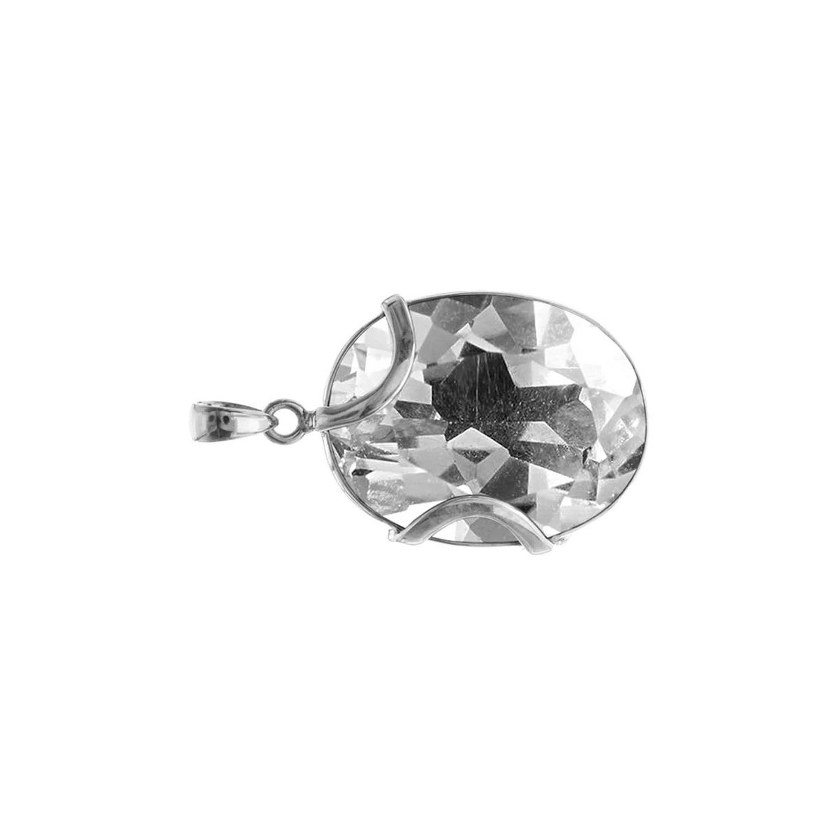 Elongated Oval Quartz Pendant Sterling Silver 925 Hallmarked All Chain Lengths