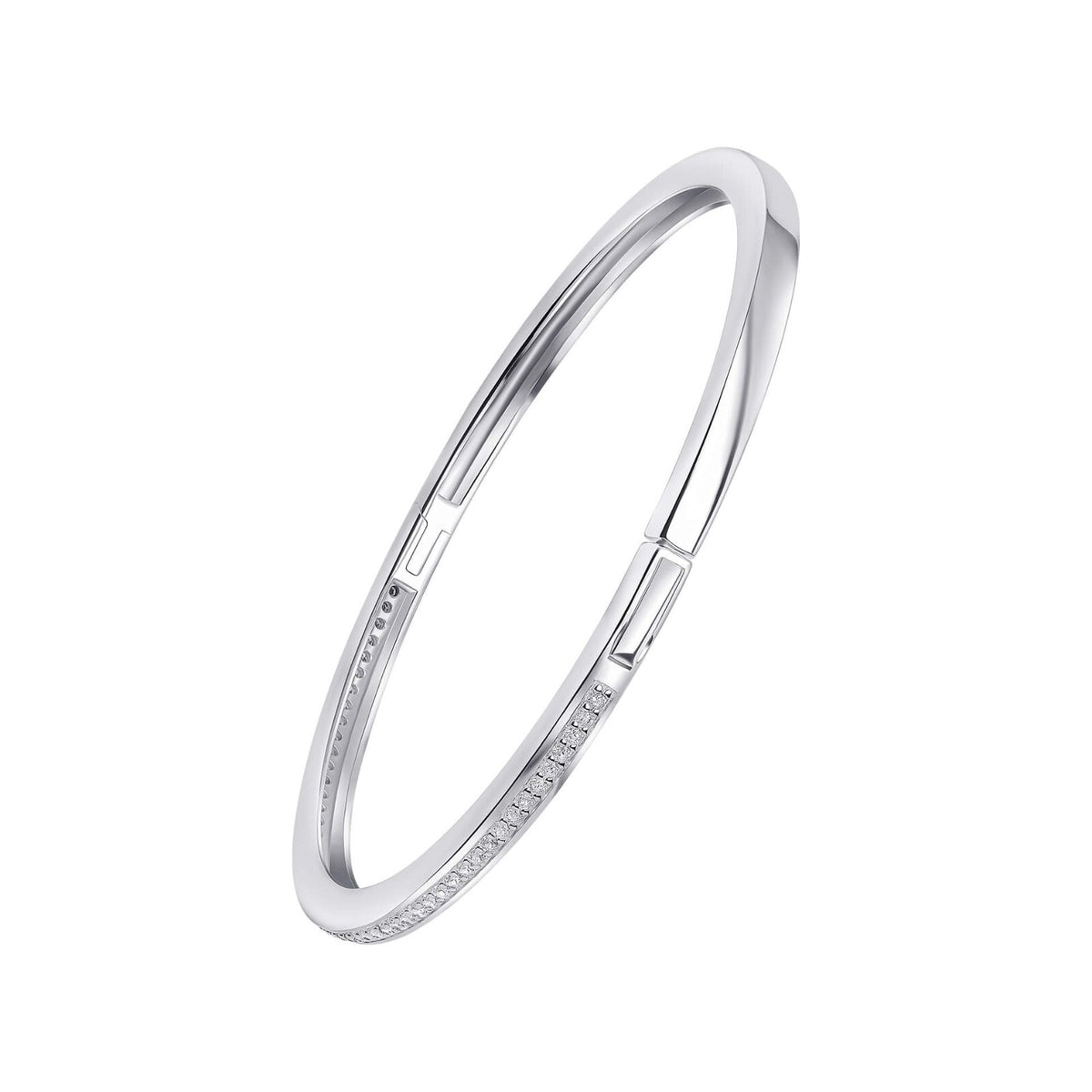 Zircon Hinged Bangle Sterling Silver 925 Hallmarked British Made Brand New Boxed