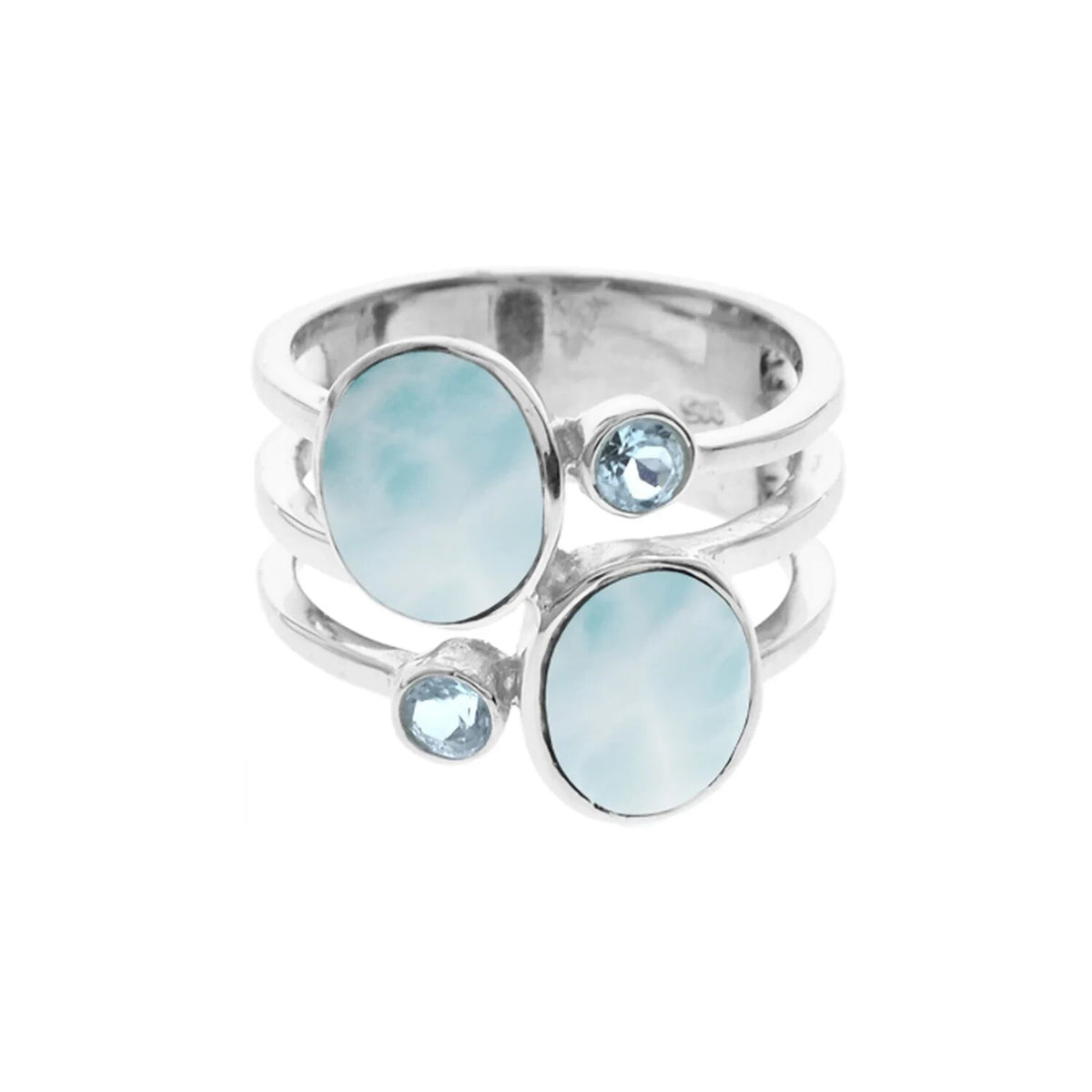 Blue Topaz Split Ring Sterling Silver 925 Hallmarked British Made Size K - T