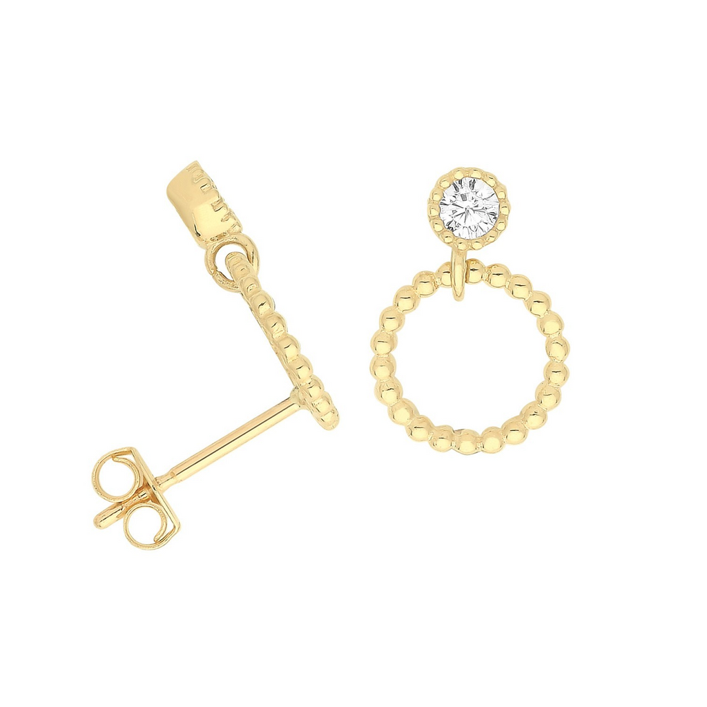 Flush Circle Stud Earrings 9ct Yellow Gold 375 Hallmarked Brand New Boxed
